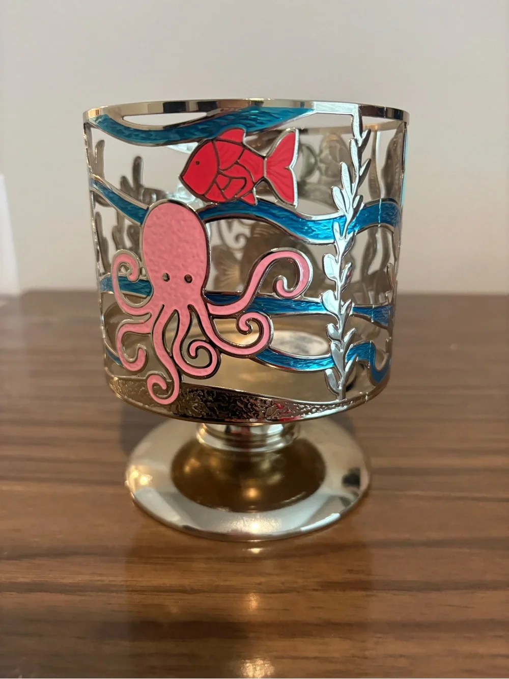 Bath & Body Works UNDERWATER SEA ANIMALS 3 Wick Candle Holder Pedestal OCEAN